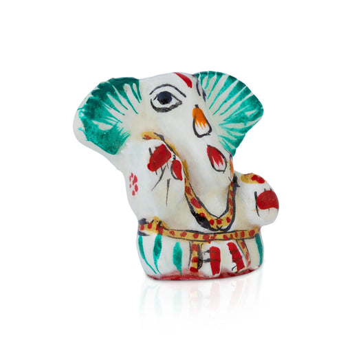 Ganesha with Big Ear Murti - 1.75 x 1.5 Inches | Metal Painted Ganapati Idol/ Vinayagar Statue for Home Decor - Aluminium Murties