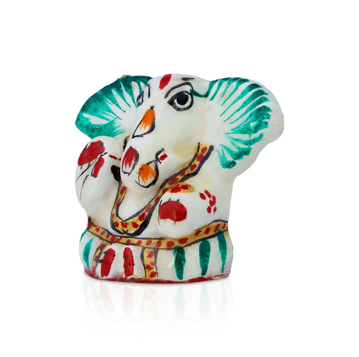 Ganesha with Big Ear Murti - 1.75 x 1.5 Inches | Metal Painted Ganapati Idol/ Vinayagar Statue for Home Decor