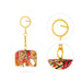 Elephant Design Key Chain - 1.5 x 2 Inches | Wooden Key Ring/ Painted Key Holder for Bike And Car - Key Chain & Key Holder