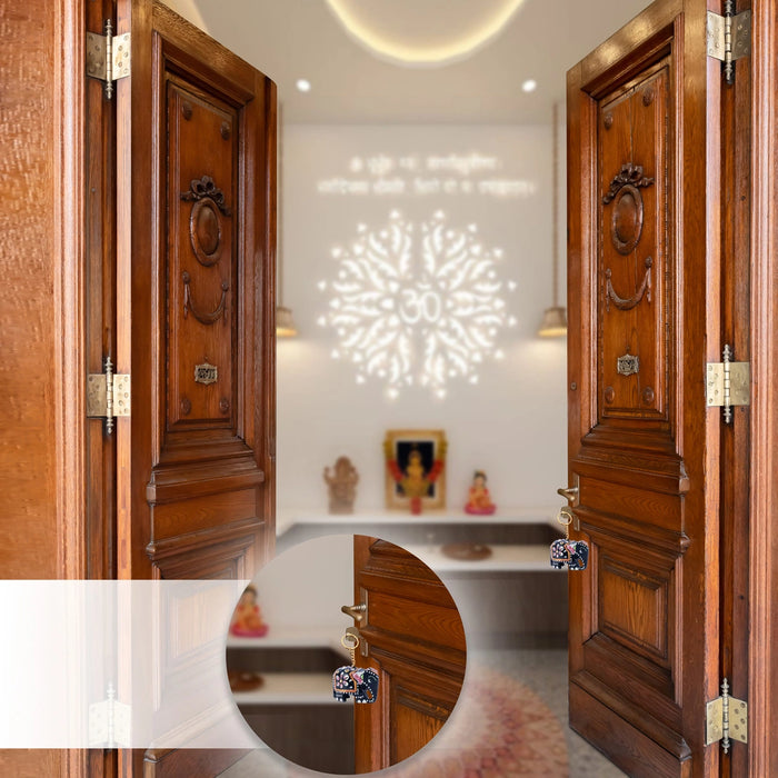 Elephant Statue Key Chain - 1.5 x 2.5 Inches | Painted Elephant Idol Key Ring/Wooden Key Holder for Car & Bike - Key Chain & Key Holder