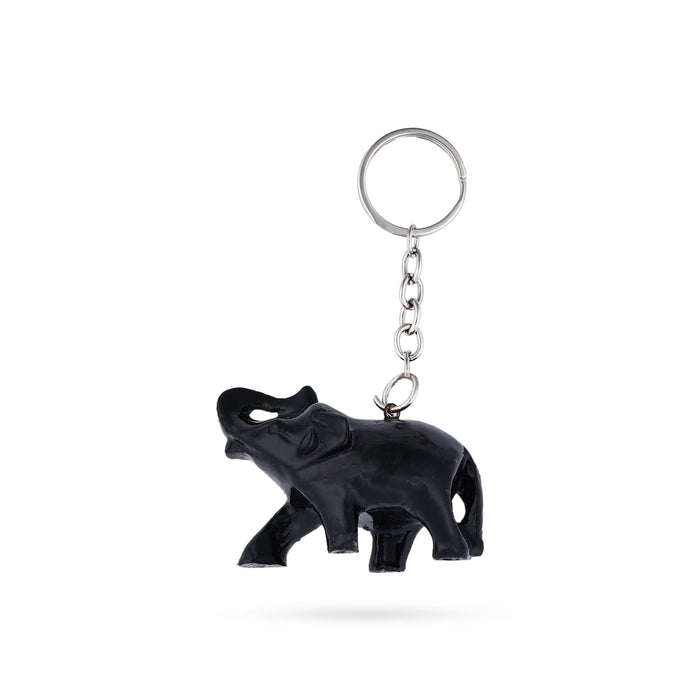 Elephant Statue Key Chain - 1.5 x 2 Inches | Wooden Key Holder/ Elephant Idol Key Ring for Car & Bike - Key Chain & Key Holder