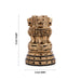 Ashoka Pillar Sculpture - 5 x 3 Inches | Wooden Statue/ Brass Polish Ashok Head Idol for Home Decor - Table Stand Accessories