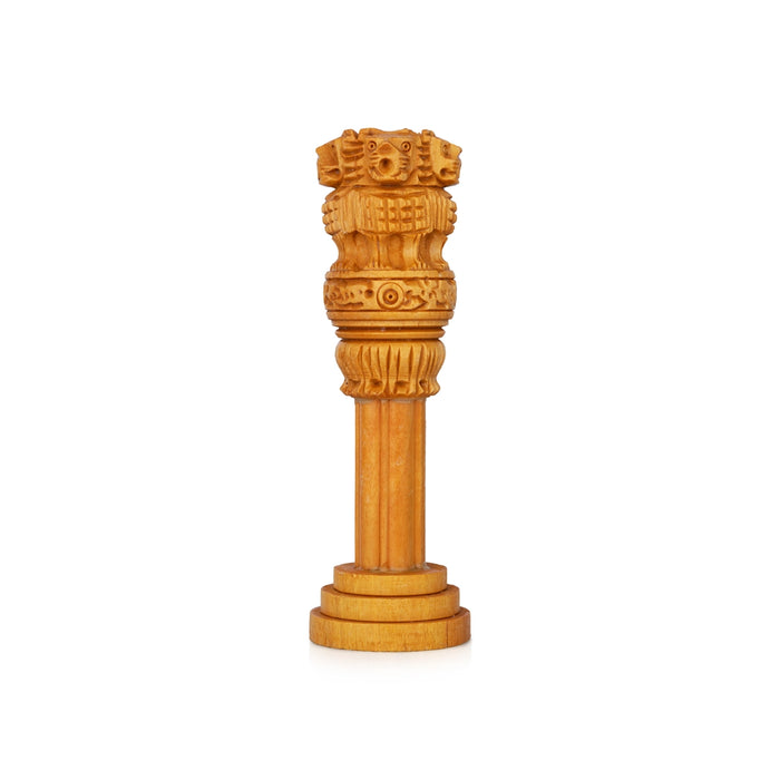 Ashoka Pillar - 6 x 2 Inches | Wooden statue / Ashok Pillar For Office Decor And Table Top