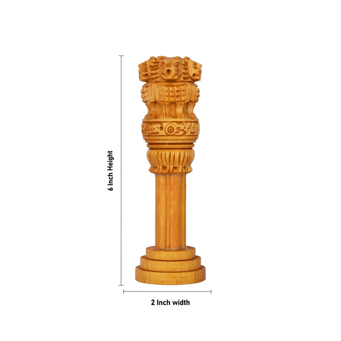 Ashoka Pillar - 6 x 2 Inches | Wooden statue / Ashok Pillar For Office Decor And Table Top