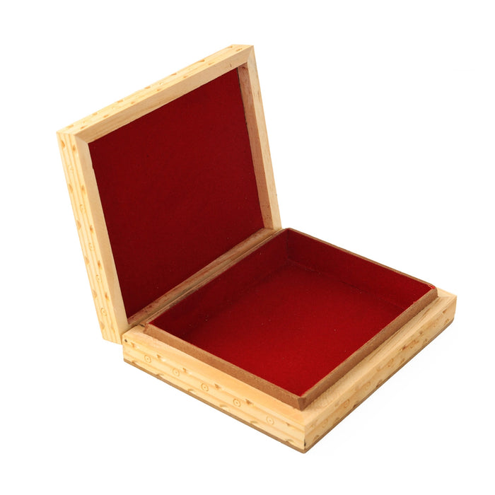 Jewellery Box  - 6 x 5 Inches |  Wooden Box/ Sheesam Wood Gem Stone Box for Women - Handicraft Items