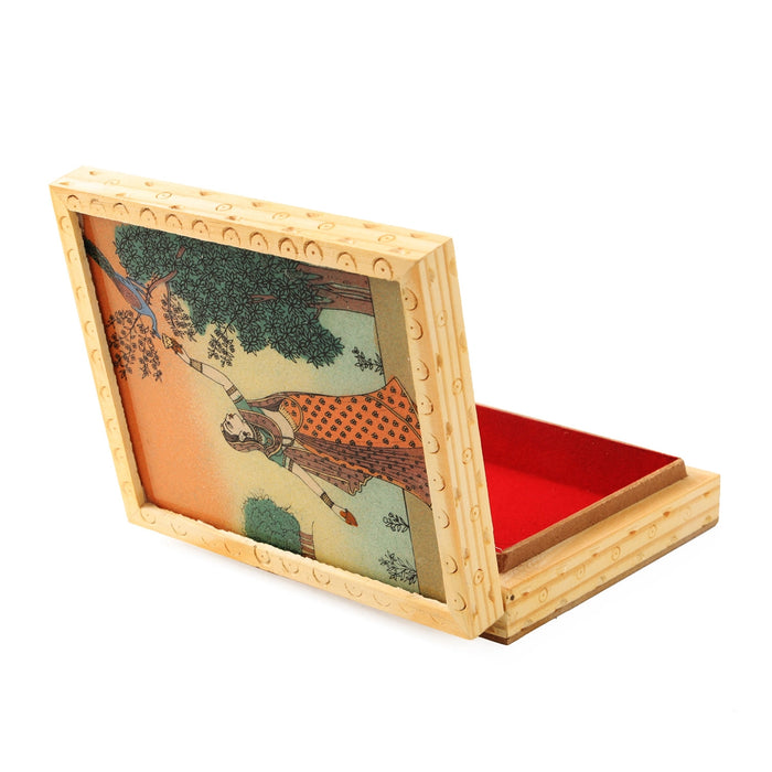 Jewellery Box  - 6 x 5 Inches |  Wooden Box/ Sheesam Wood Gem Stone Box for Women - Handicraft Items
