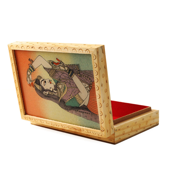 Jewellery Box  - 7 x 5 Inches |  Wooden Box/ Sheesam Wood Gem Stone Box for Women - Handicraft Items