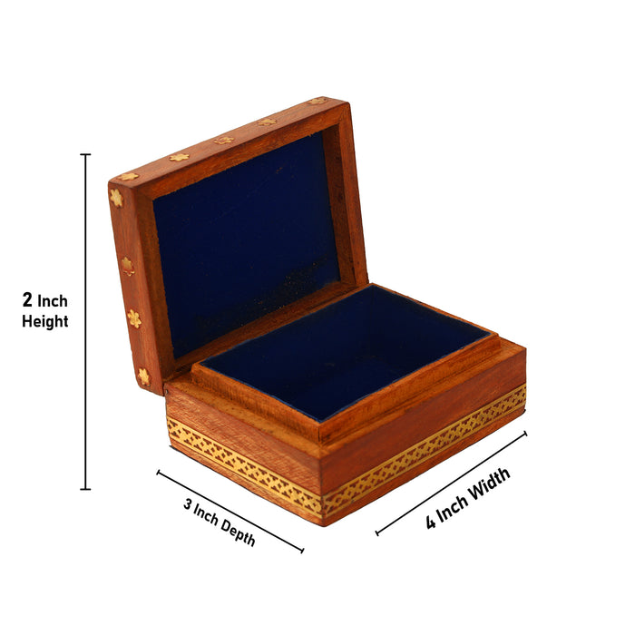 Jewellery Box  - Sheesham - 4 x 3 Inches |  Wooden Box/ Sheesam Wood Gem Stone Box for Women