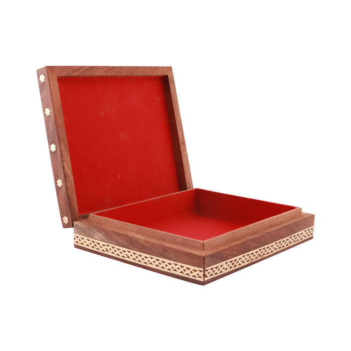 Jewellery Box  - Sheesham - 6 x 5 Inches |  Wooden Box/ Sheesam Wood Gem Stone Box for Women