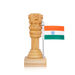 Ashoka Pillar Statue with Flag - 5 x 2 Inches | Wooden Statue/ Ashoka Pillar Idol for Home Decor - Table Stand Accessories