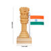 Ashoka Pillar Statue with Flag - 5 x 2 Inches | Wooden Statue/ Ashoka Pillar Idol for Home Decor - Table Stand Accessories