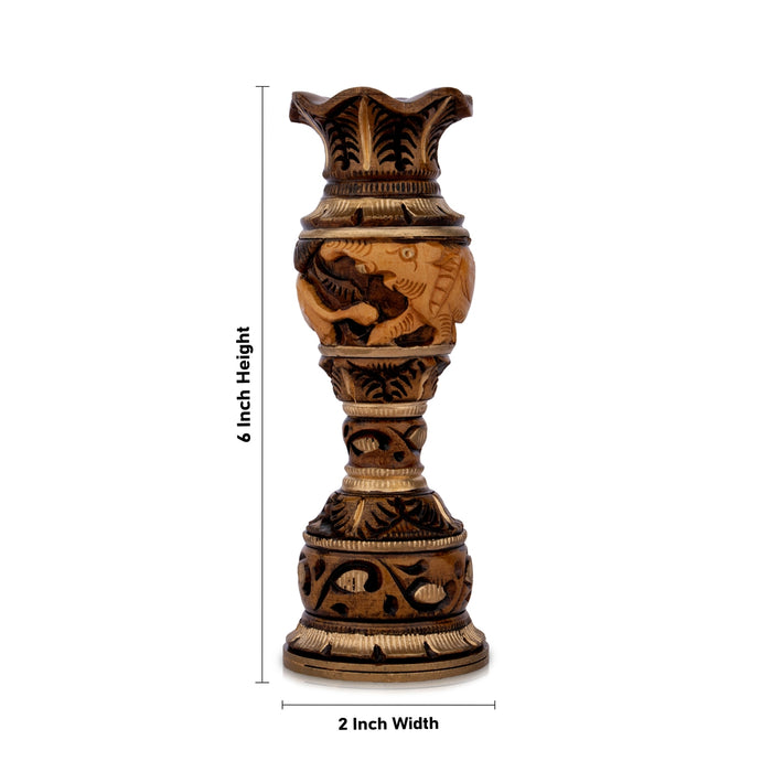 Flower Pot - 6 x 2 Inches | Wooden Pot/ Deep Decorative Flower Pot for Home - Table Stand Accessories