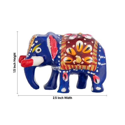 Elephant Statue - 1.5 x 2.5 Inches | Metal Elephant Idol/ Painted Elephant Sculpture for Home - Table Stand Accessories