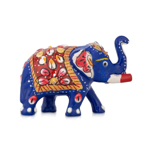 Elephant Statue - 2 x 2.5 Inches | Metal Elephant Idol/ Painted Elephant Sculpture for Home - Table Stand Accessories