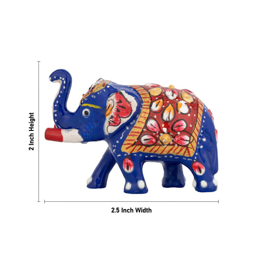 Elephant Statue - 2 x 2.5 Inches | Metal Elephant Idol/ Painted Elephant Sculpture for Home - Table Stand Accessories