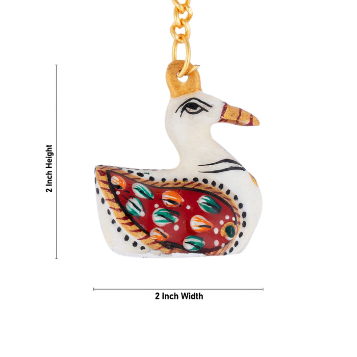 Key Chain - 2 x 2 Inches | Duck Design Key Ring/ Metal & Painted Key Holder for Car & Bike - Key Chain & Key Holder