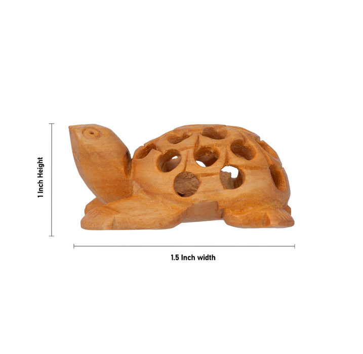 Tortoise Statue - 1 x 1.5 Inches | Wooden Idol/ Tortoise Idol For Good Luck And Stability