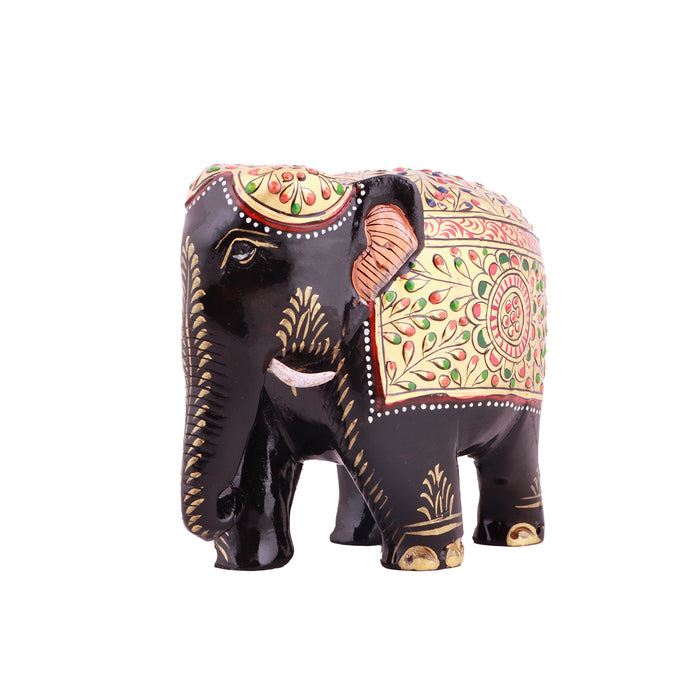 Elephant Statue - 4 Inches | Wooden Elephant/ Elephant Idol for Home Decor