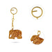 Elephant Design Key Chain - 1.5 x 1.75 Inches | Wooden Key Ring/ Hand Carved Key Holder for Car & Bike - Key Chain & Key Holder