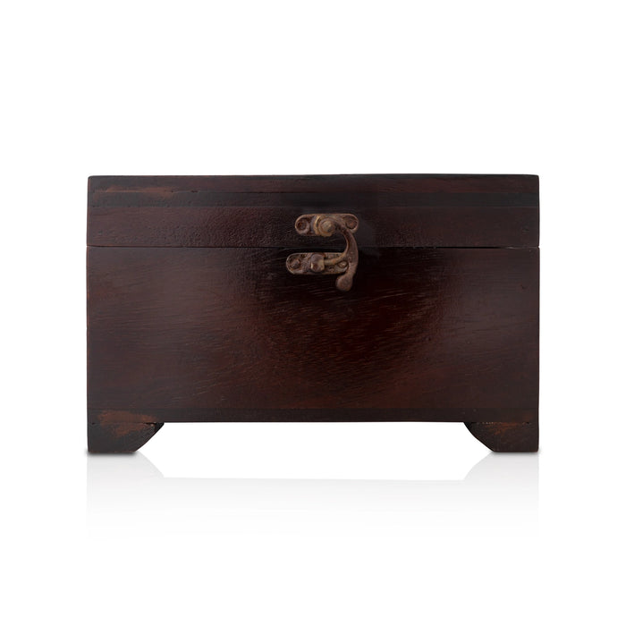 Jewellery Box- 4.5 X 7.25 Inches | Tile Flower Design Storage Box/ Decorative Wooden Box For Ornaments & Gifts - Pooja Box & Paduka