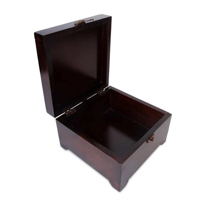 Jewellery Box- 4.5 X 7.25 Inches | Tile Flower Design Storage Box/ Decorative Wooden Box For Ornaments & Gifts - Pooja Box & Paduka