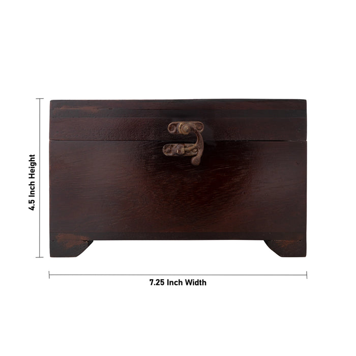 Jewellery Box- 4.5 X 7.25 Inches | Tile Flower Design Storage Box/ Decorative Wooden Box For Ornaments & Gifts - Pooja Box & Paduka