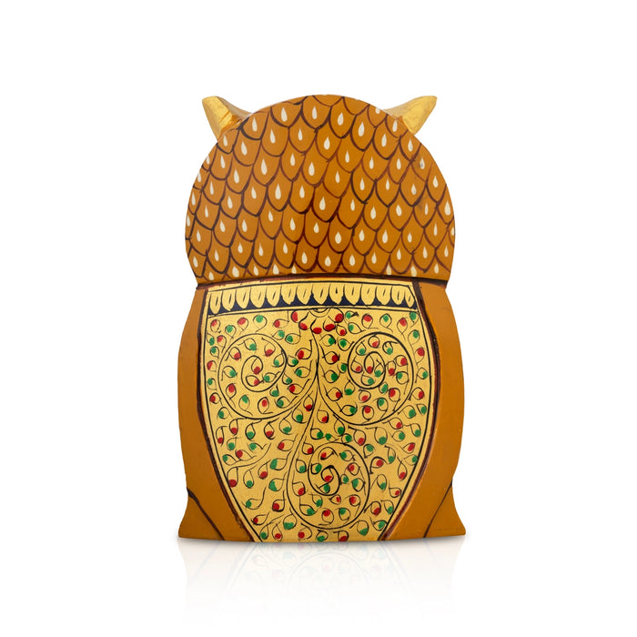 Owl Statue - 6.25 X 4 Inches | Wooden Owl Figurine/ Owl Sculpture For Home Decor And Good Luck Charm - Table Stand Accessories