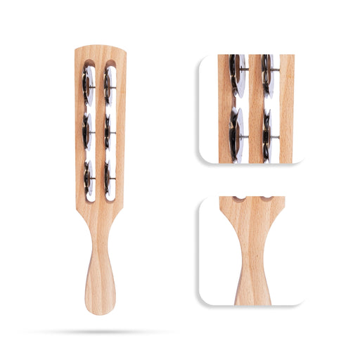 Wooden Hatheli- 10.25 x 2 Inches | Double Slot Kartal/ Musical Instrument/ Hand Cymbals/ Hand Jingles for Bhajan - Music Instruments