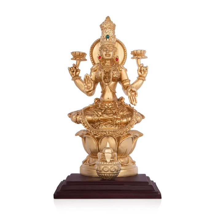 Lakshmi Sitting on Lotus Base Murti - 8 x 4 Inches | Resin Idol/ Laxmi Devi Statue For Pooja Space