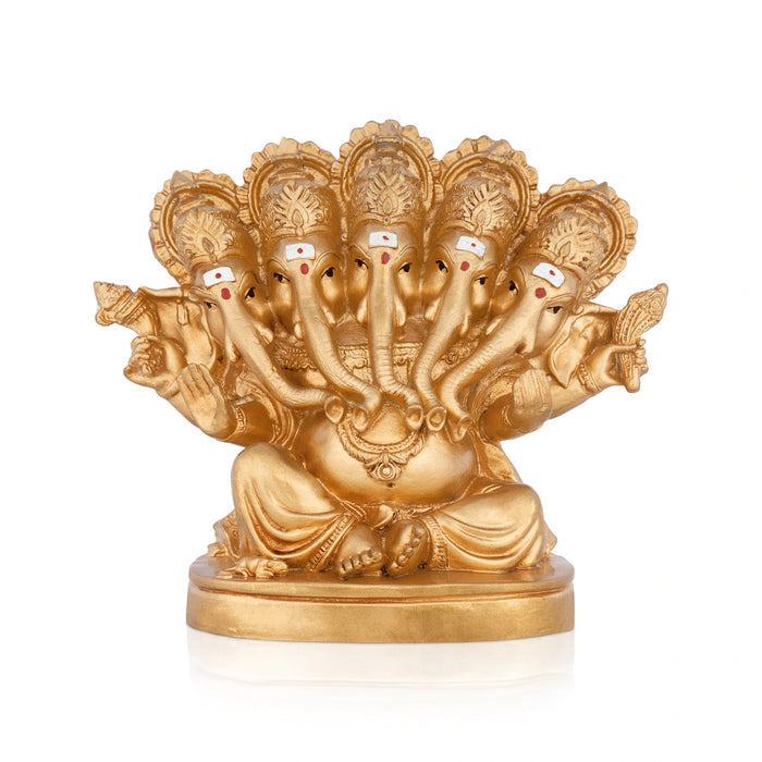 Panchamuga Ganesha Murti - 5 x 5.5 Inches | Resin Vinayagar Statue/ Ganapati Statue for Home & Pooja Space