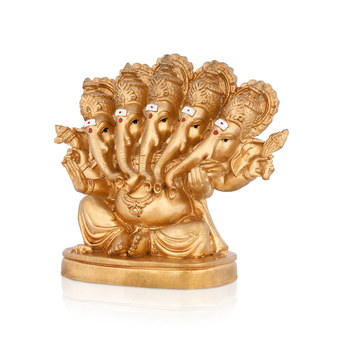 Panchamuga Ganesha Murti - 5 x 5.5 Inches | Resin Vinayagar Statue/ Ganapati Statue for Home & Pooja Space