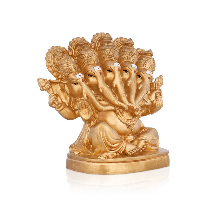 Panchamuga Ganesha Murti - 5 x 5.5 Inches | Resin Vinayagar Statue/ Ganapati Statue for Home & Pooja Space