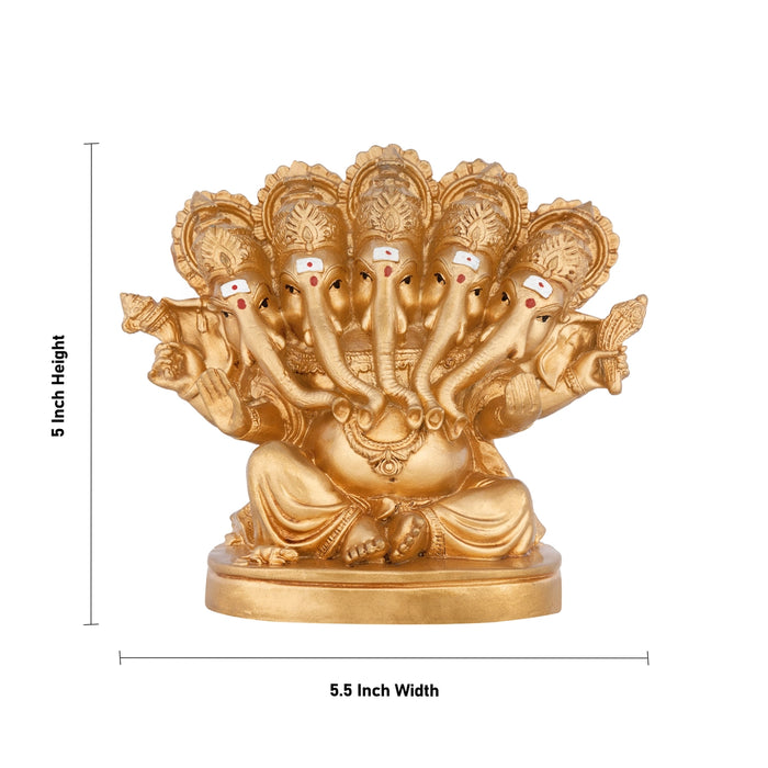 Panchamuga Ganesha Murti - 5 x 5.5 Inches | Resin Vinayagar Statue/ Ganapati Statue for Home & Pooja Space