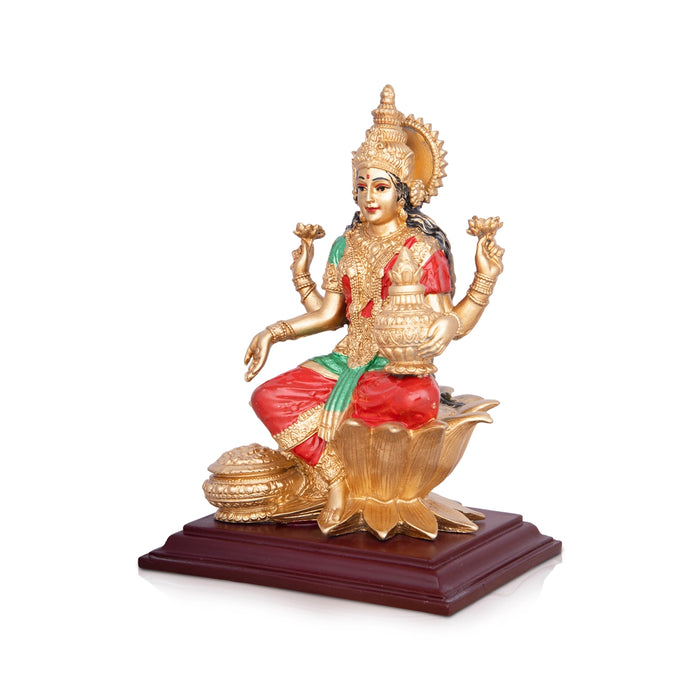 Mahalaxmi Murti - 9.5 x 7 Inches | Gold Polish Mahalakshmi Murti/ Resin Statue for Pooja - Fibre Murties
