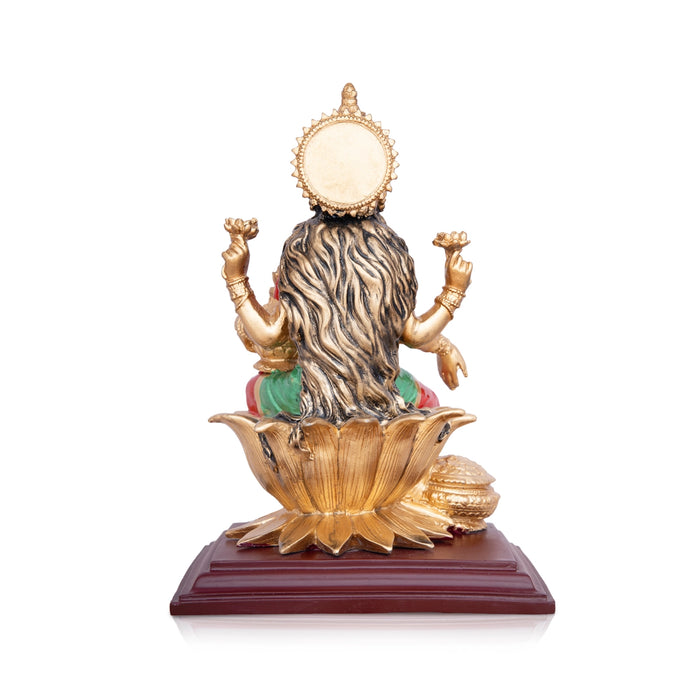Mahalaxmi Murti - 9.5 x 7 Inches | Gold Polish Mahalakshmi Murti/ Resin Statue for Pooja - Fibre Murties