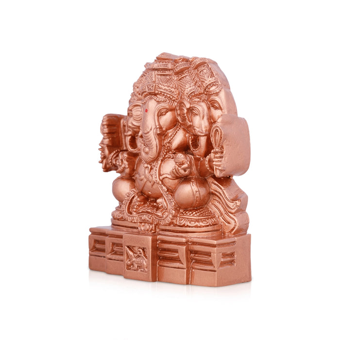 Panchamuga Ganesha Statue - 3 x 6 Inches | Copper Polish Vinayagar Statue/ Resin Statue for Pooja