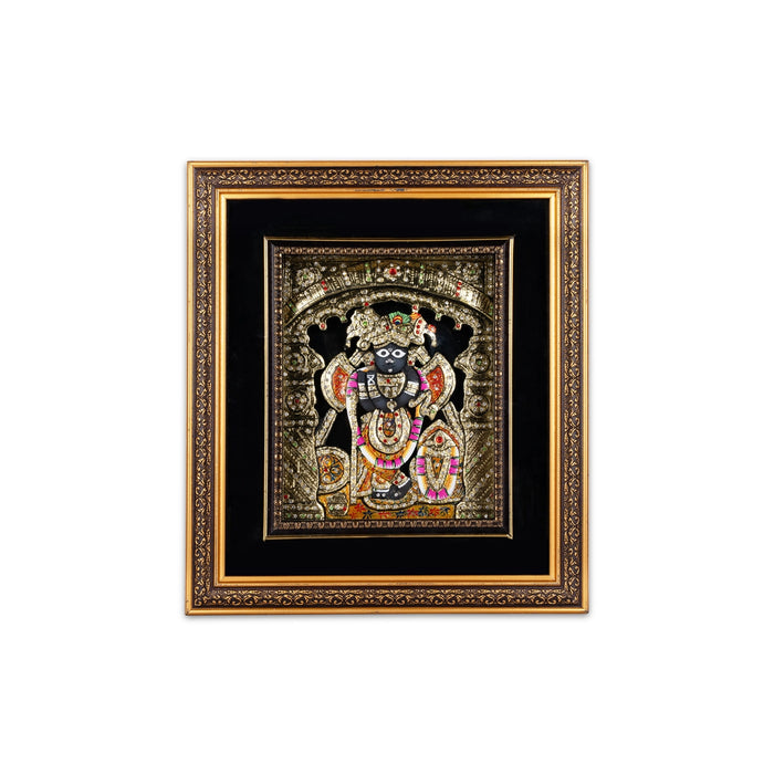 Bihari Shrinathji Design Photo Frame - 16 x 14 Inches | Picture Frame With Led Light for Wall Decor - Hindu God Photos & Frames