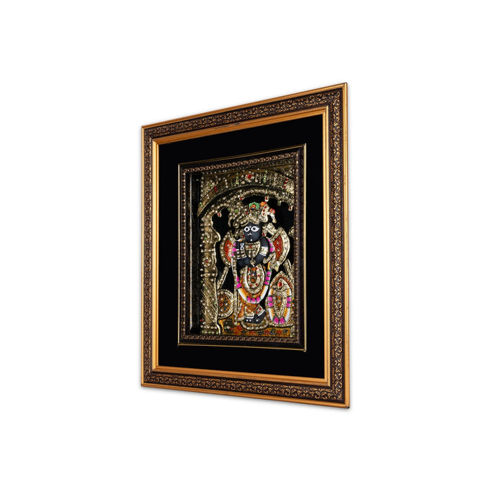 Bihari Shrinathji Design Photo Frame - 16 x 14 Inches | Picture Frame With Led Light for Wall Decor - Hindu God Photos & Frames