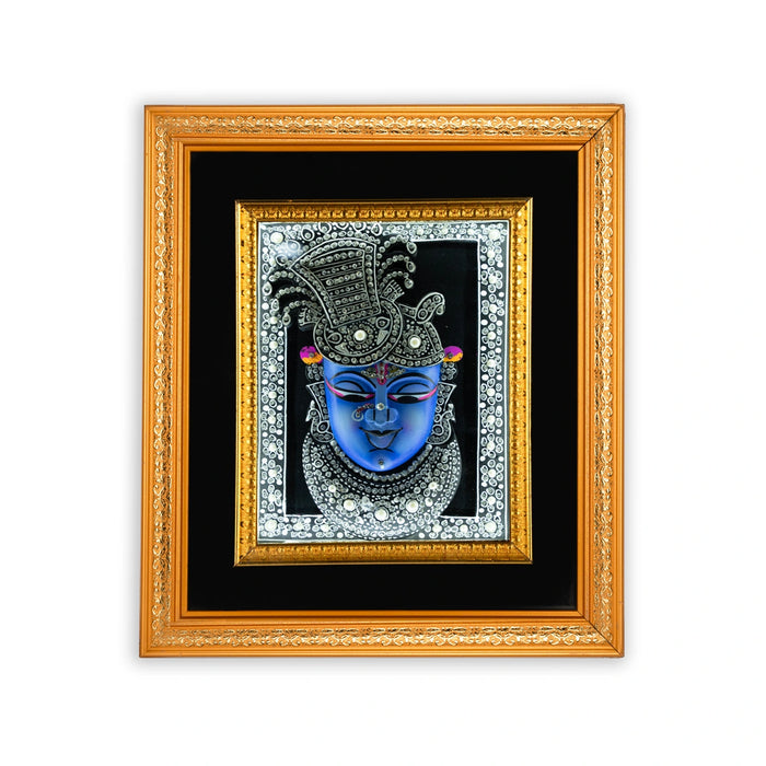 Mukharvind Shrinathji Design Photo Frame - 16 x 14 Inches | Picture Frame With Led Light for Wall Decor - Hindu God Photos & Frames