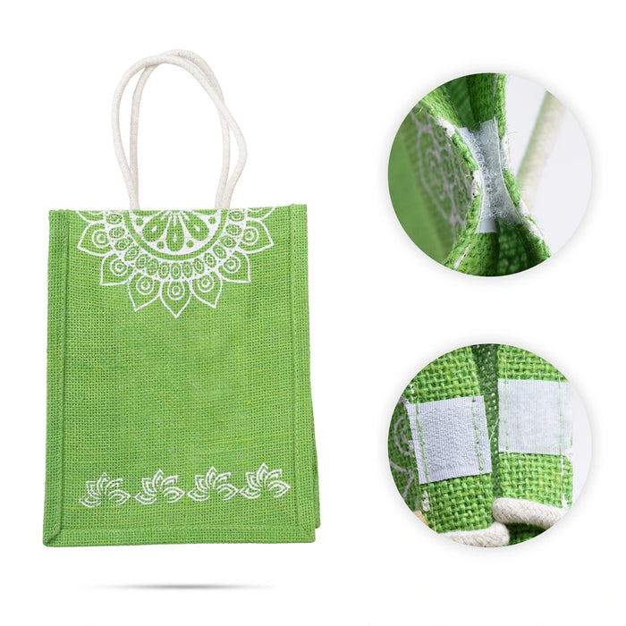 Jute Bag With Velcro - 10 x 8 Inches | Jute Shopping Bag / Jute Tote Bag for Women