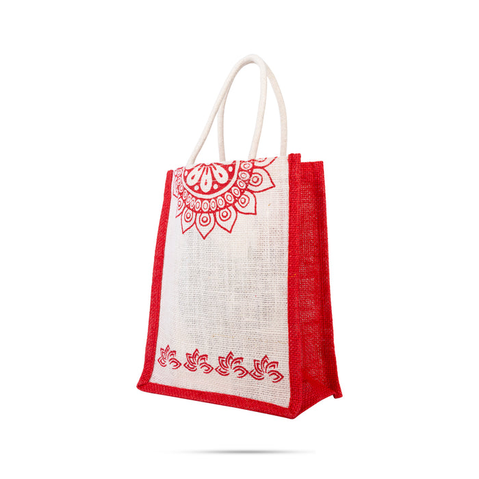 Jute Bag With Velcro - 10 x 8 Inches | Jute Shopping Bag / Jute Tote Bag for Women