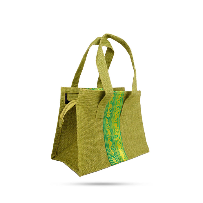 Jute Bag With Zip - 9 x 12 Inches | Jute Shopping Bag / Jute Tote Bag for Everyday Use