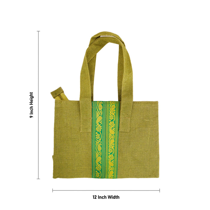 Jute Bag With Zip - 9 x 12 Inches | Jute Shopping Bag / Jute Tote Bag for Everyday Use