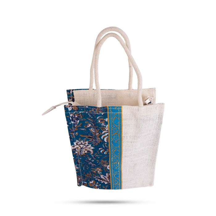 Jute Bag With Handle - 10 X 8 Inches | Jute Tote Bag With Zip/ Jute Handbag/ Gift Bag For Shopping - Bags & Pouches