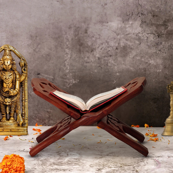 Rehal - 10 x 5 Inches | Wooden Rehal/ Angoori Design Rehal Stand/ Handcrafted Holy Book Stand for Reading