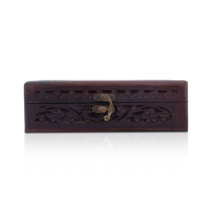 Jewel Box - 2.5 x 8 x 5 Inches | Brass Design Storage Box/ Wooden Box for Women - Handicraft Items