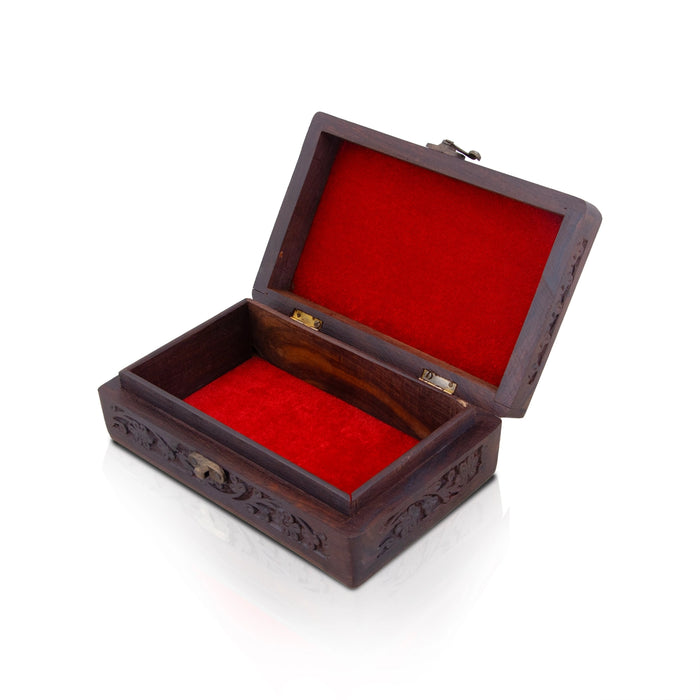 Jewel Box - 2.5 x 8 x 5 Inches | Brass Design Storage Box/ Wooden Box for Women - Handicraft Items