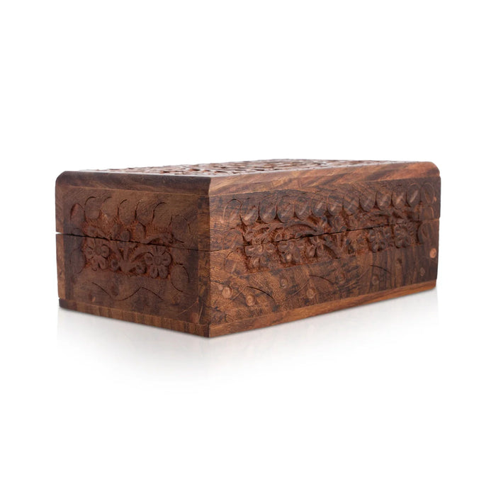 Jewel Box - 2 x 6 x 4 Inches | Storage Box/ Kashmiri Design Wooden Box/ Wooden Container for Women