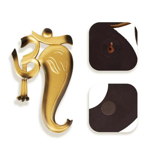 Om Ganesha Wall Hanging - 12 x 7 Inches | Wooden Wall Hanging / Wall Decor For Home & Pooja - Wall Hanging