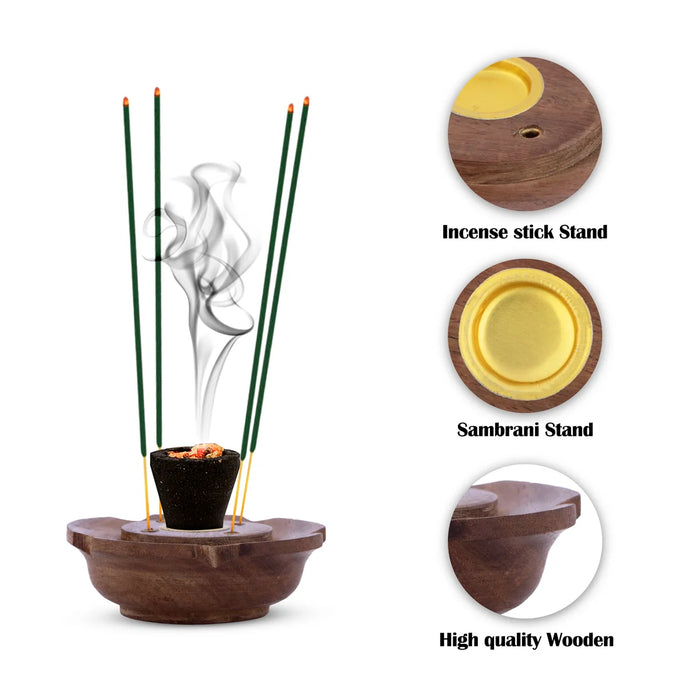 Dhoop Stand - 1 x 3 Inches | Wooden Dhoop Holder/ Agarbatti Stand for Pooja - Agarbathi Stand